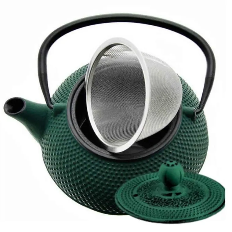 Hage, zestaw dzbanek żeliwny, z filiżankami i podgrzewaczem, zielony, 4-60 ml, 900 ml