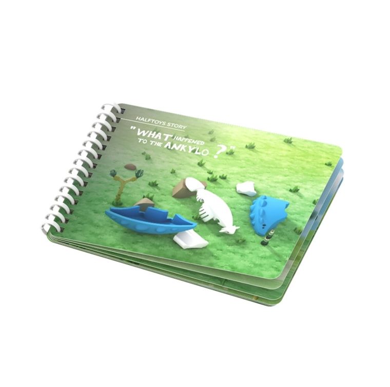 HalfToys, magnetyczna figurka do składania z książeczką, Dinozaur Ankylozaur, 5 elementów