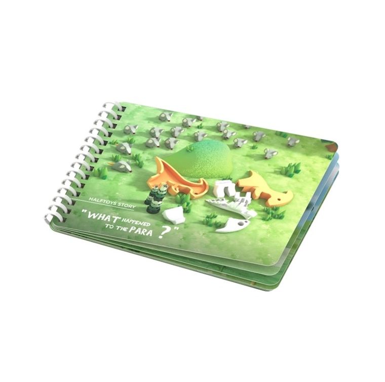 HalfToys, magnetyczna figurka do składania z książeczką, Dinozaur Parazaurolof, 7 elementów