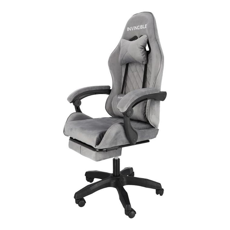 HaloFuture, fotel gamingowy, z podnóżkiem, szary