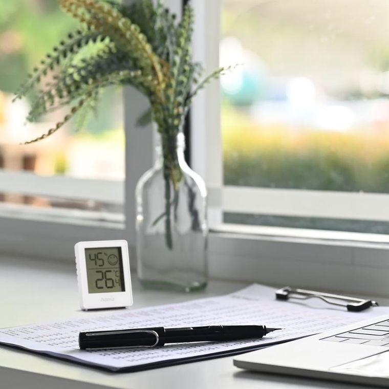 Hama, Baros, cyfrowy termometr i higrometr, do wnętrz, biały