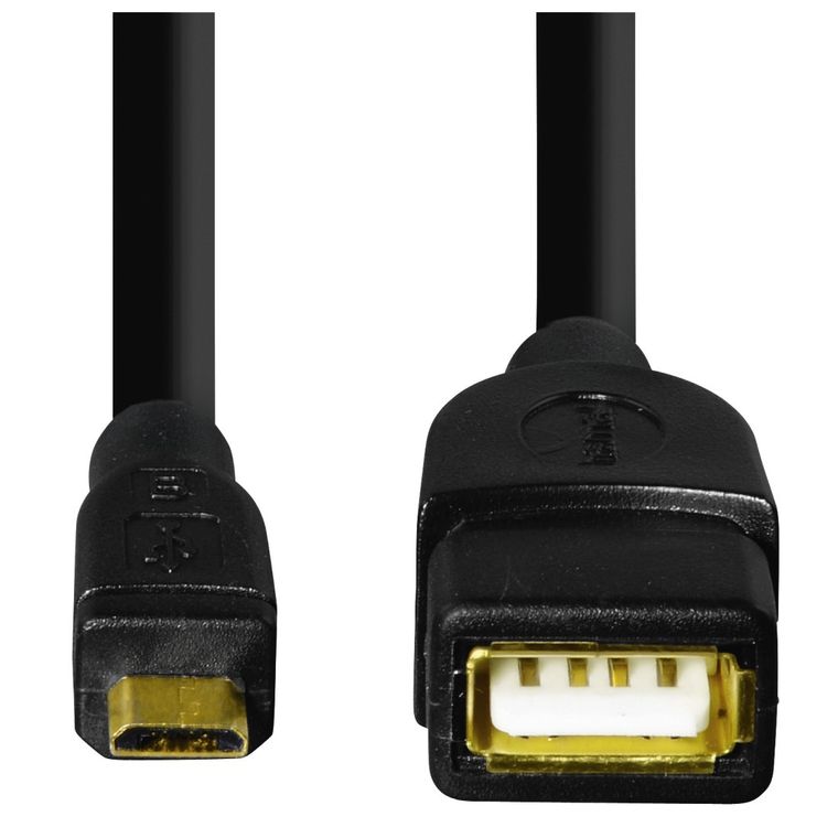 Hama, kabel OTG USB A gniazdo / micro B wtyk, 15 cm, czarny