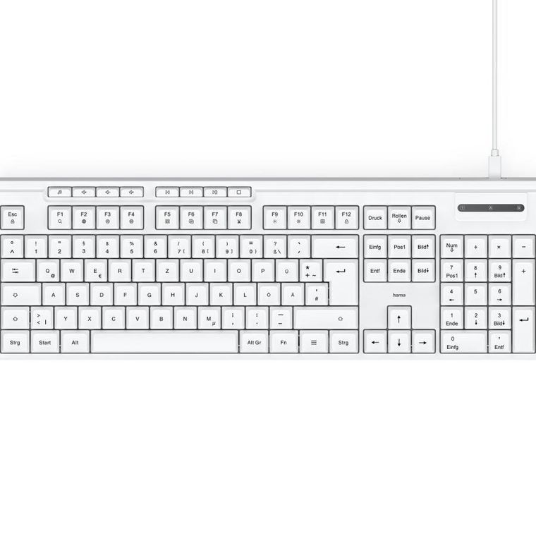 Hama, przewodowa klawiatura komputerowa, biała, CK-200