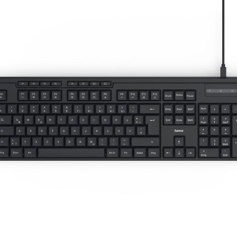 Hama, przewodowa klawiatura komputerowa, czarna, CK-200