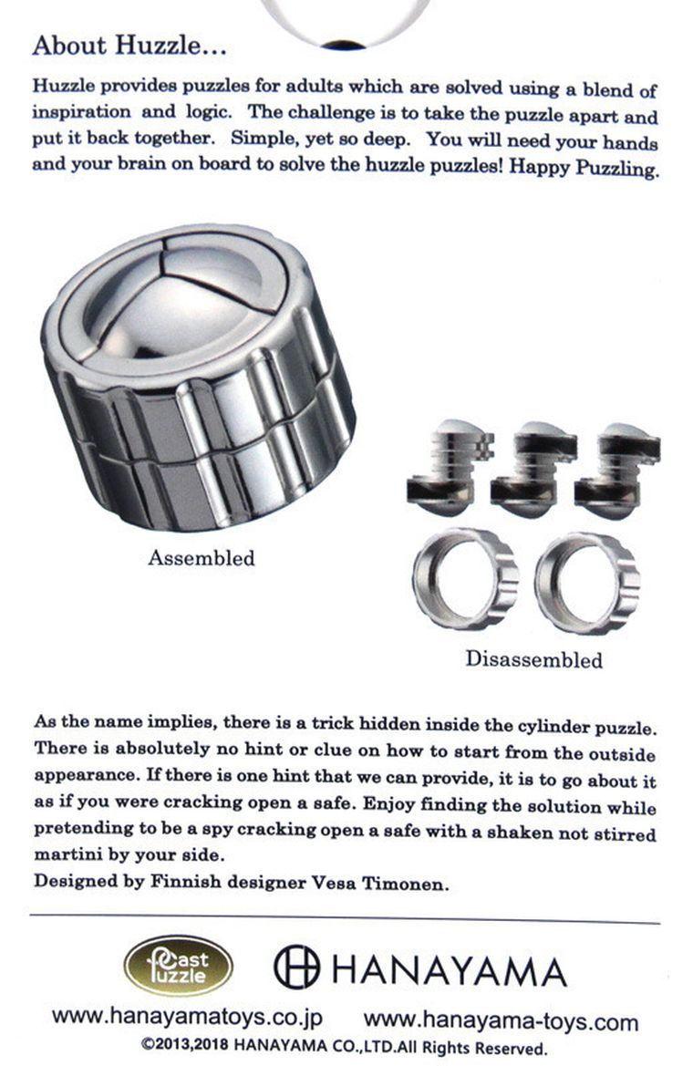 Hanayama, Huzzle Cast Cylinder, łamigłówka, poziom 4/6