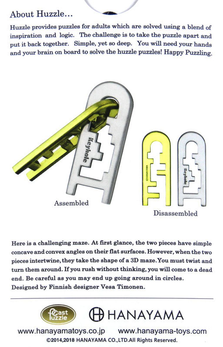 Hanayama, Huzzle Cast Keyhole, łamigłówka, poziom 4/6
