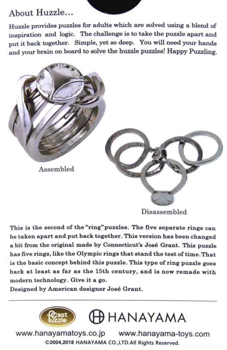 Hanayama, Huzzle Cast Ring II, łamigłówka, poziom 5/6