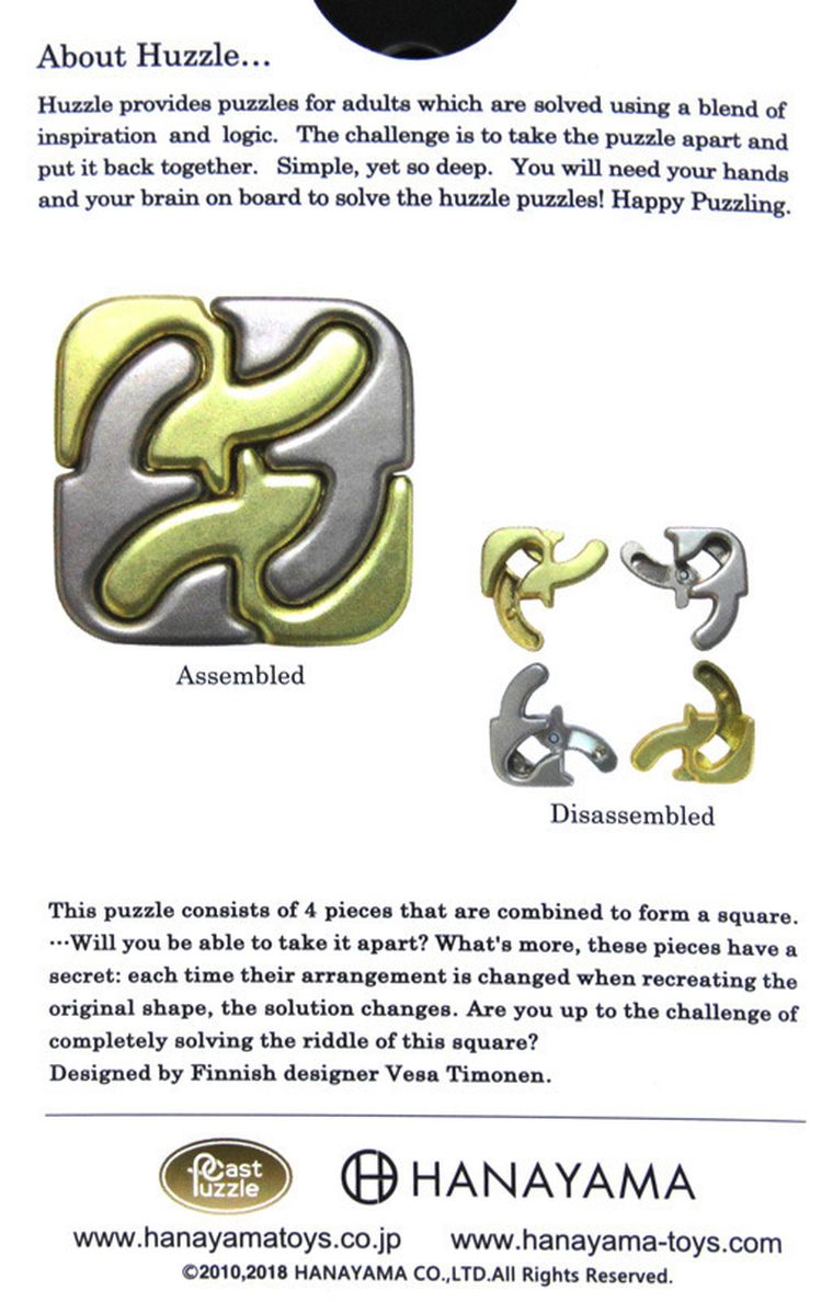Hanayama, Huzzle Cast Square, łamigłówka, poziom 5/6