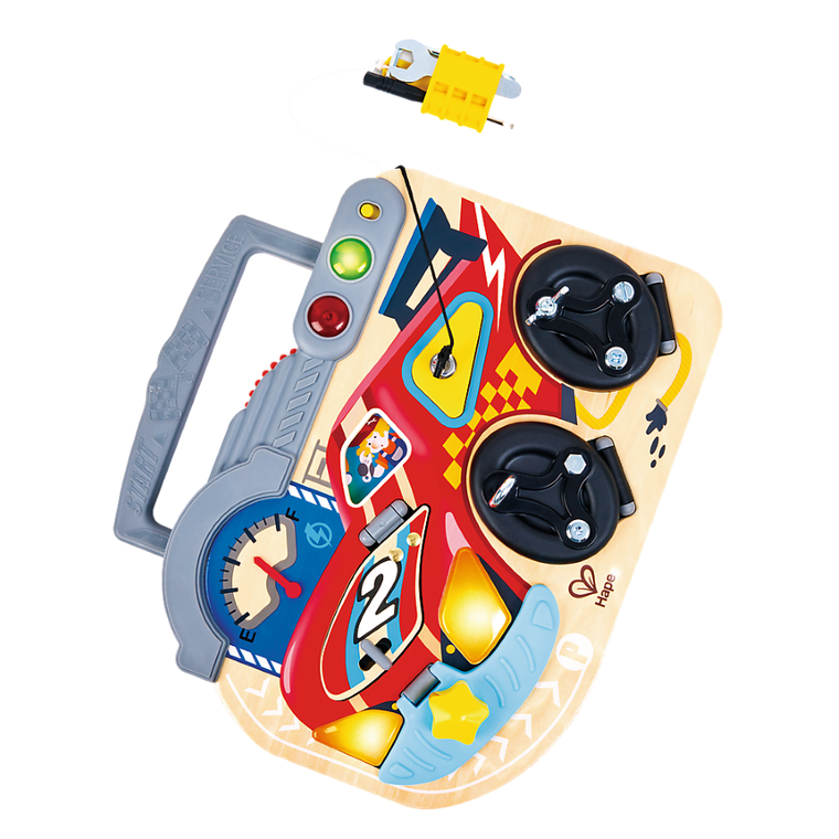 Hape, drewniana tablica manipulacyjna, mały kierowca, interaktywna
