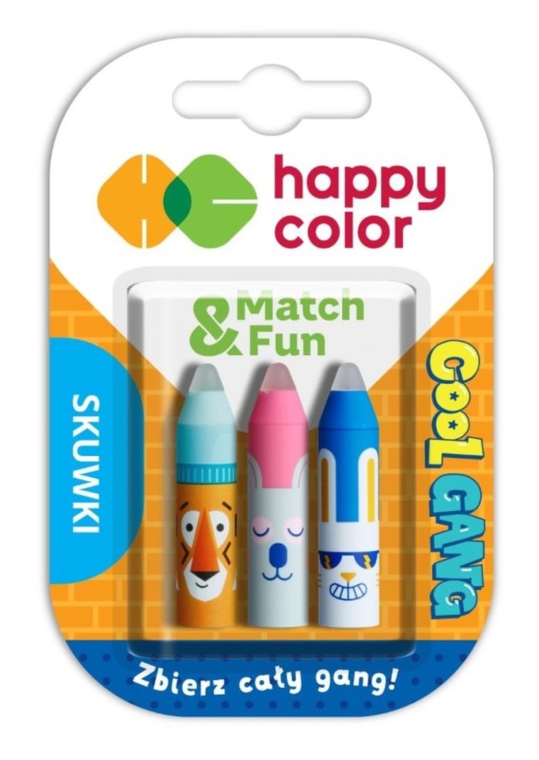 Happy Color, skuwki do długopisów wymazywalnych Cool Gang, 3 szt.