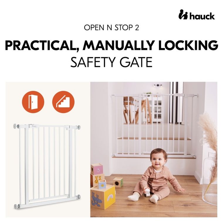 Hauck, Open N Stop 2, bramka zabezpieczająca, white