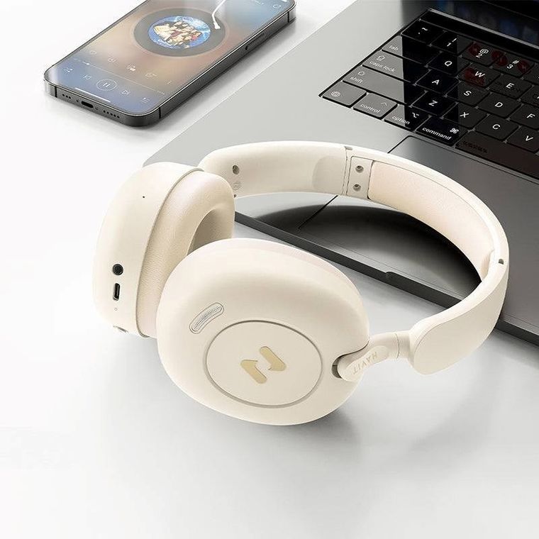 Havit, H655BT PRO, słuchawki bluetooth, beżowe