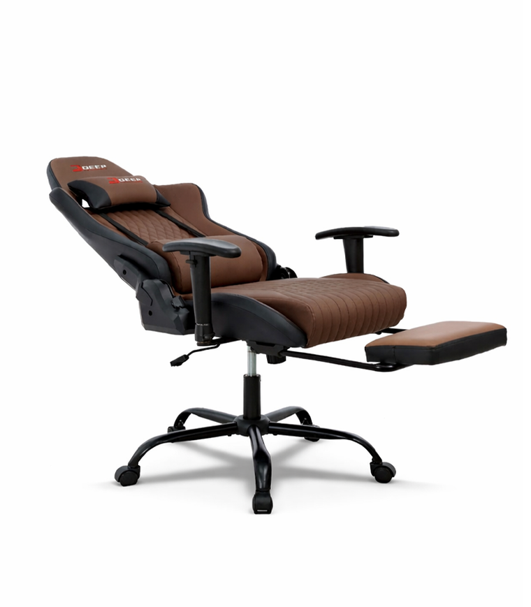 Hedo, fotel gamingowy z podnóżkiem, brązowy