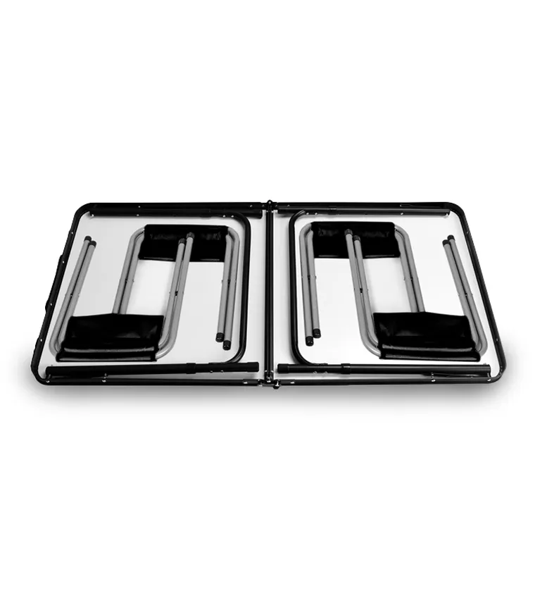 Hedo, zestaw stół turystyczny i 4 krzesła, składany w walizkę, 5w1, brązowy