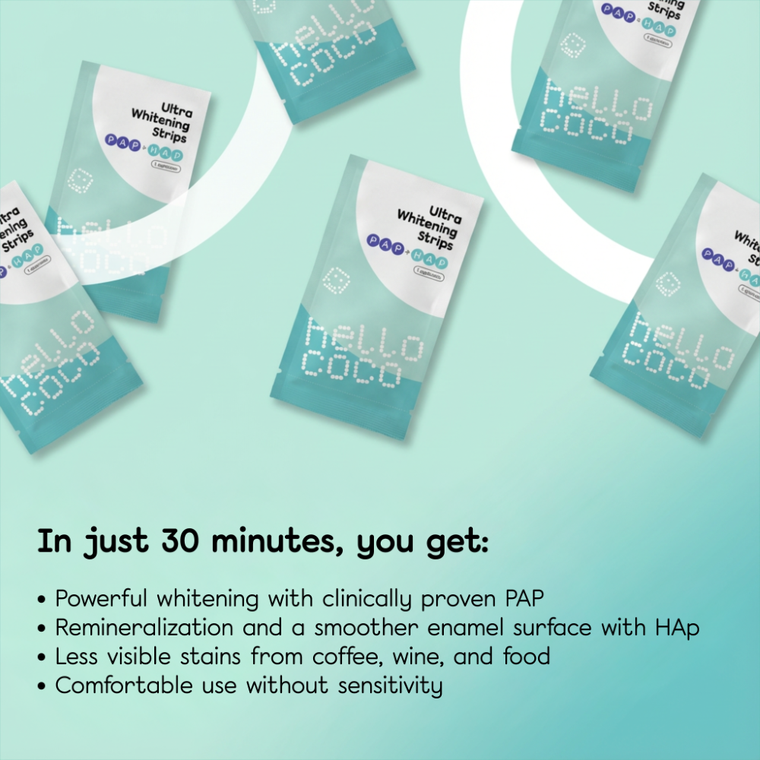 Hello Coco, Whitening Strips, paski wybielające z pap, 10 szt.