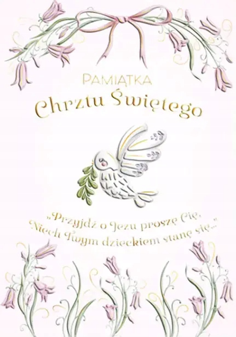 Henry, karnet A5 z kopertą, chrzest, złocony, gołąb dziewczynka