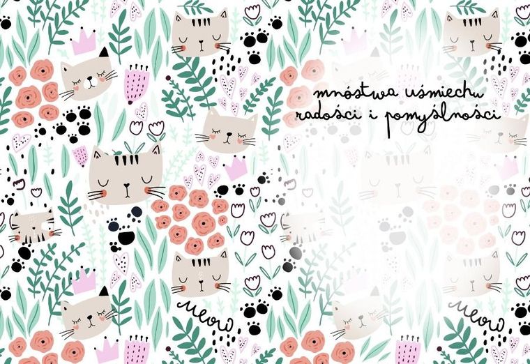 Henry, karnet z kopertą B6, Koty Pattern