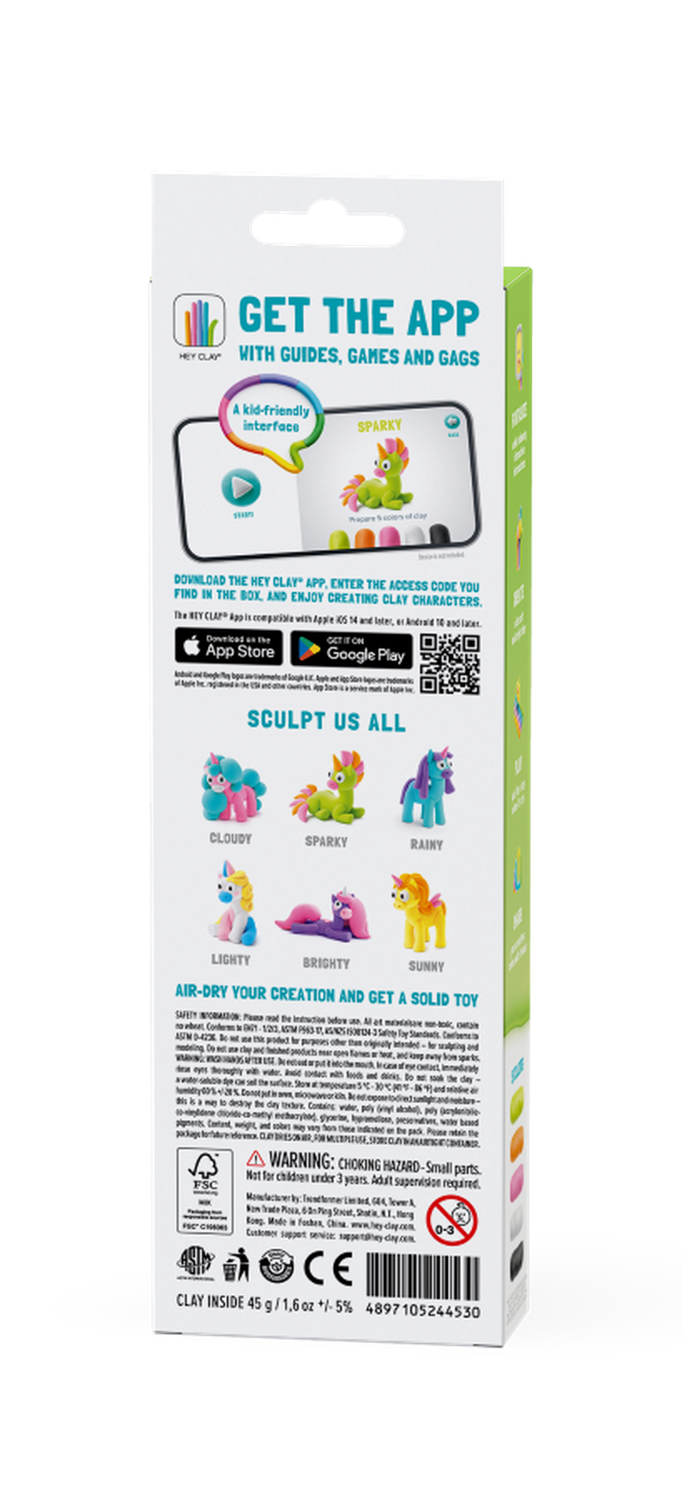 Hey Clay, Jednorożce, Sparky, masa plastyczna, 3 szt.