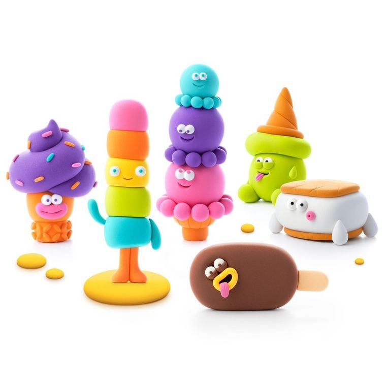 Hey Clay, Lody, masa plastyczna, 15 szt. + królik i błazenek GRATIS, zestaw promocyjny