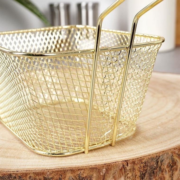 Hit, koszyk do serwowania smażenia frytek przekąsek, stalowy, złoty