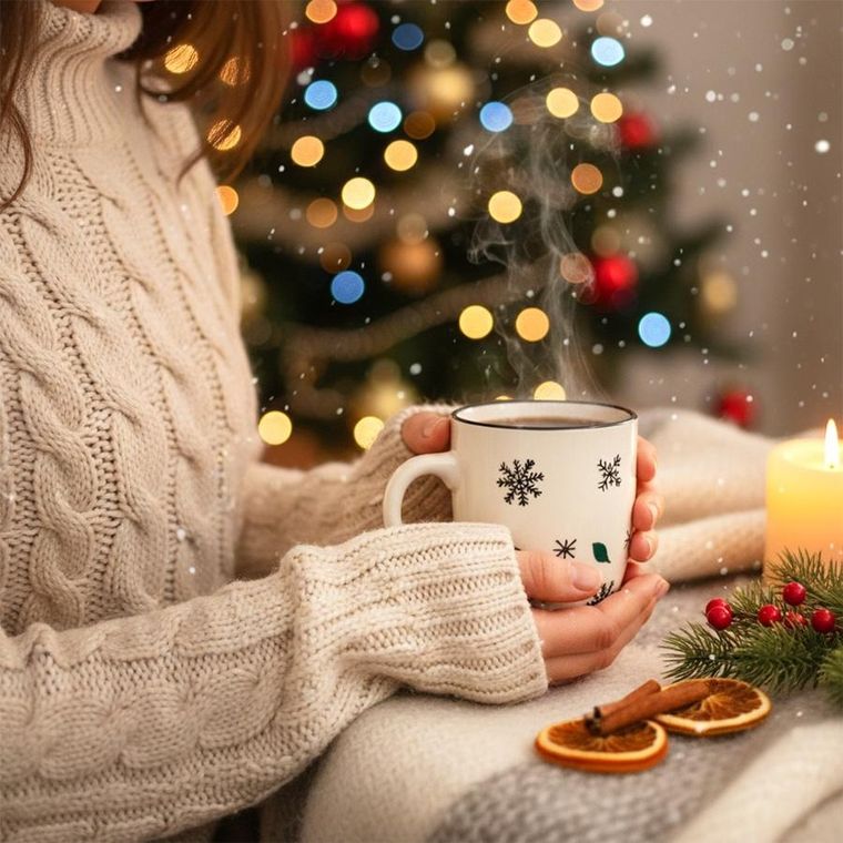 Hit, kubek ceramiczny, płatki śniegu, 350 ml