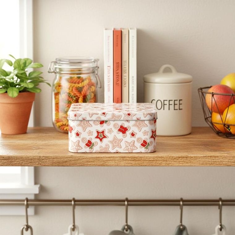 Hit, pojemnik na ciastka, metalowy, puszka świąteczna, 15-15-6,5 cm