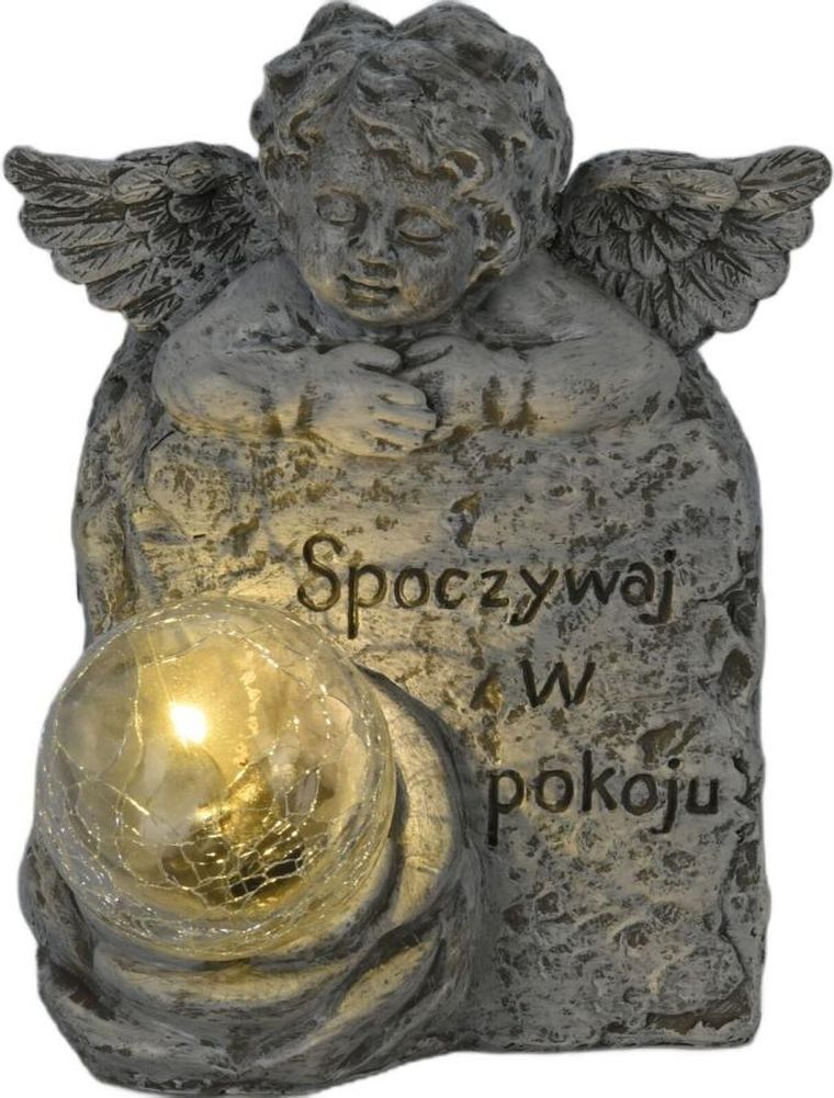 Home & Styling Colle, figurka aniołek, znicz nagrobny LED, Spoczywaj w Pokoju