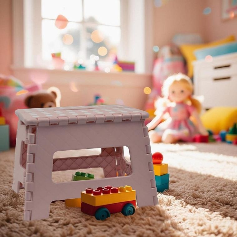 Home & Styling Colle, stołek taboret antypoślizgowy, składany, różowy