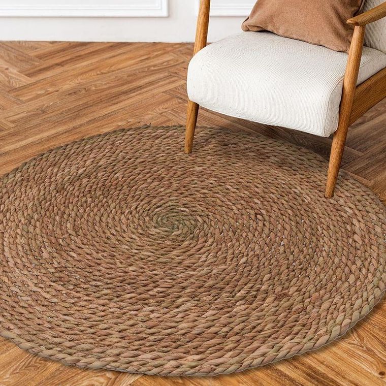 Home Styling Collection, dywan okrągły, pleciony z trawy morskiej, boho, 80 cm