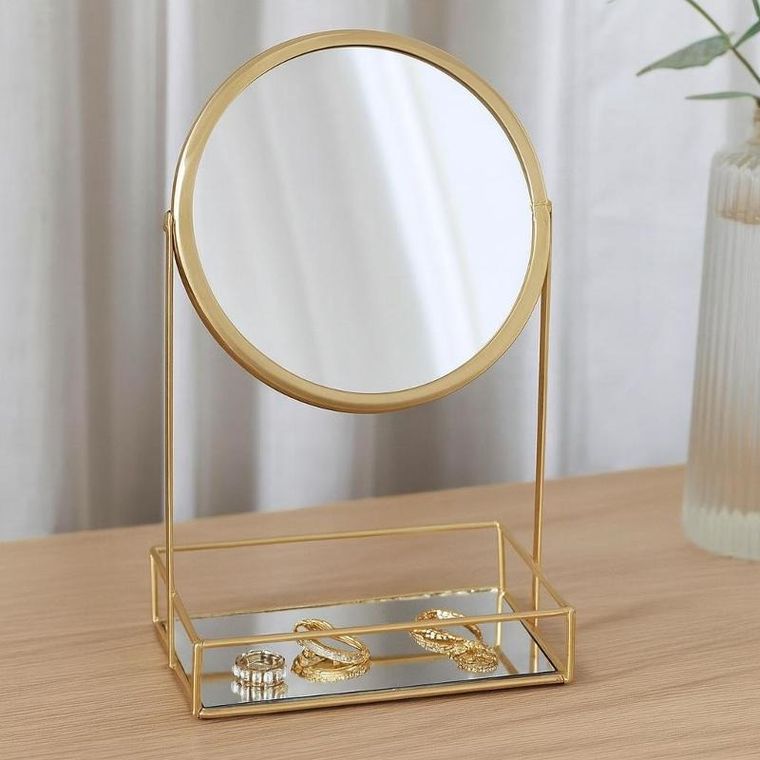 Home Styling Collection, Glim, złoty stojak na biżuterię z lusterkiem do makijażu, 19-12-32 cm