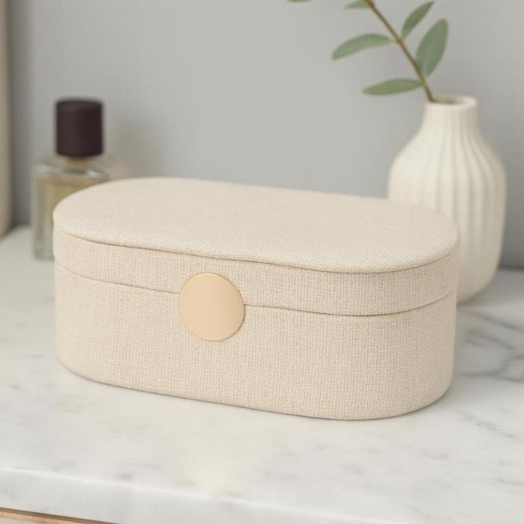 Home Styling Collection, Glint, szkatułka na biżuterię z lusterkiem, biała, 25 cm