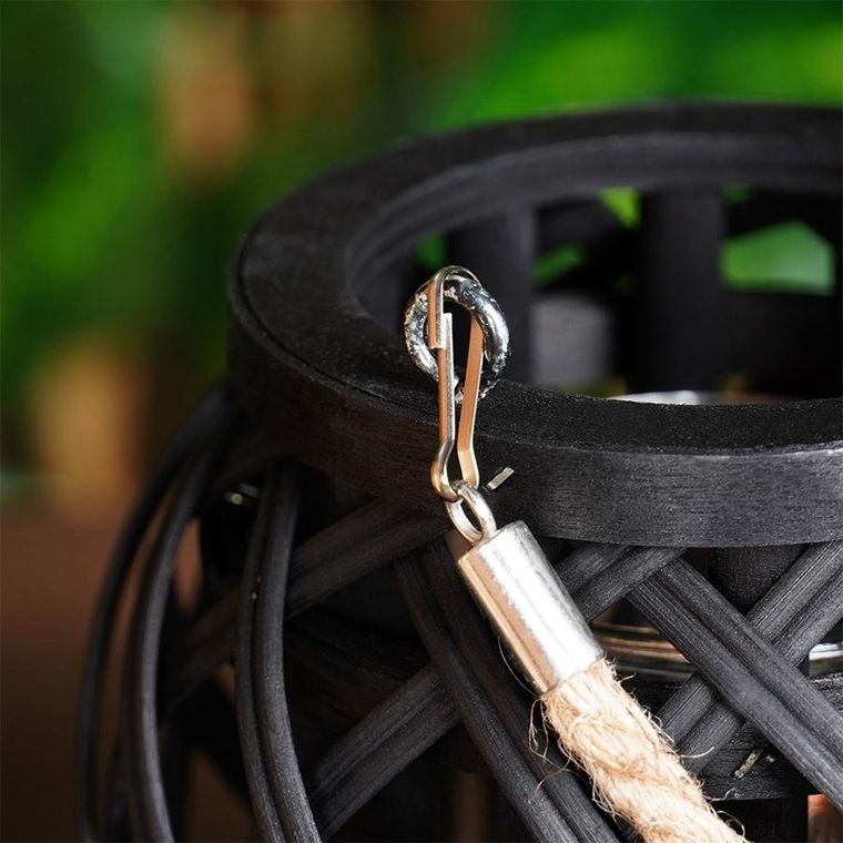 Home Styling Collection, lampion na świeczkę, bambusowy, czarny, 14,5-14 cm