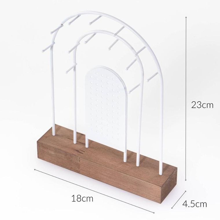 Home Styling Collection, metalowy stojak na biżuterię, drewniana podstawka, 18-4,5 cm
