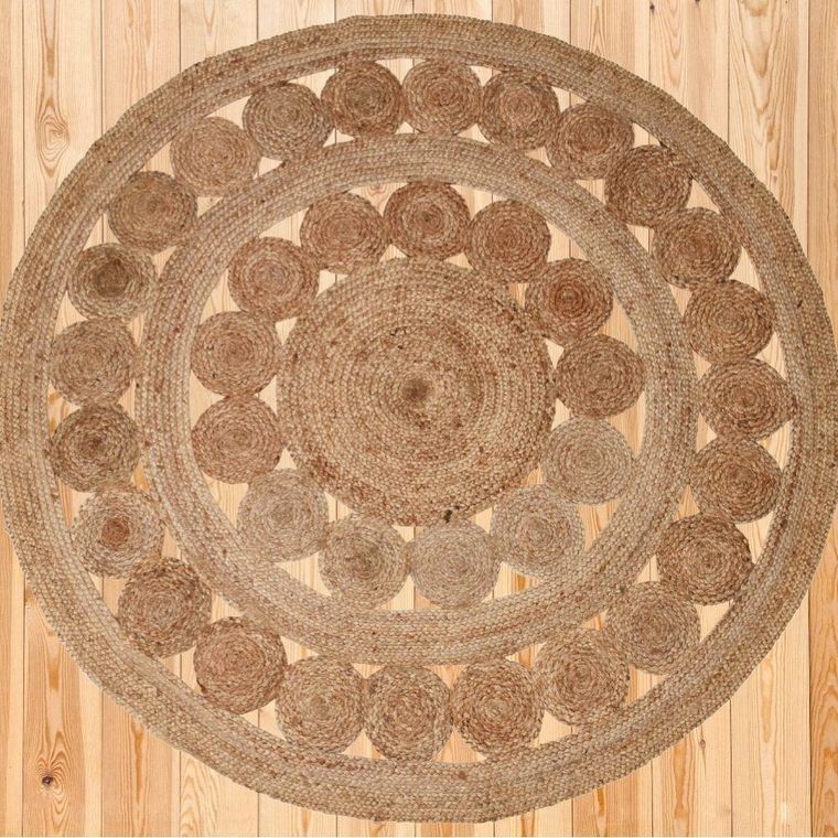 Home Styling Collection, okrągły dywan jutowy, boho, 150 cm