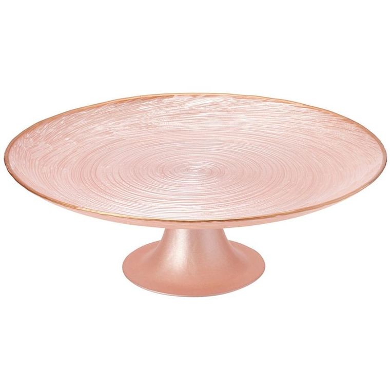 Home Styling Collection, patera na tort, na nóżce, szklana, różowa, 28 cm
