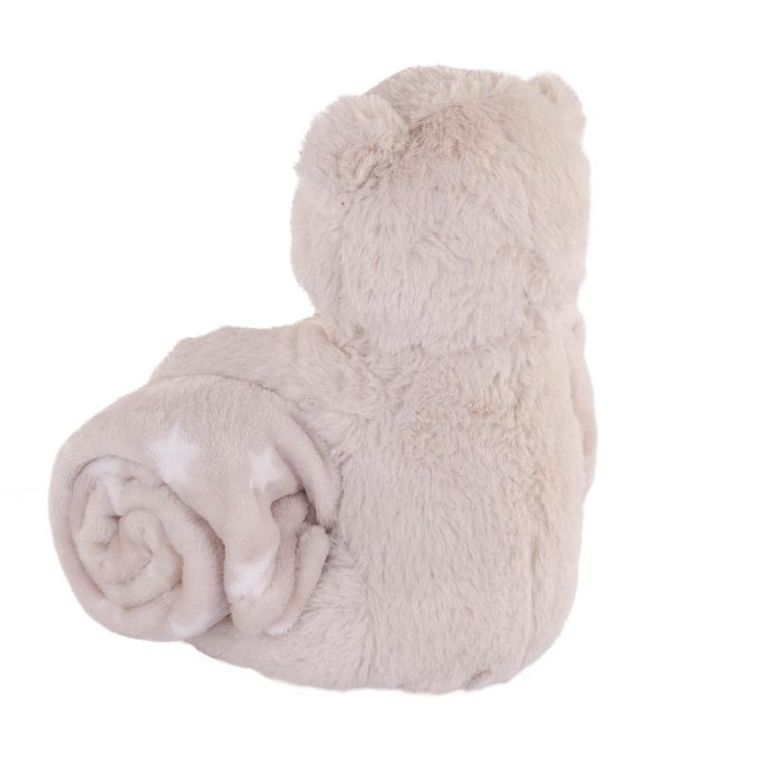 Home Styling Collection, polarowy koc z maskotką, beżowy, 75-100 cm