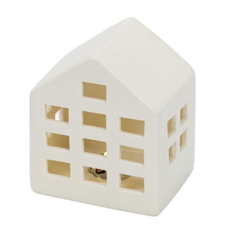 Home Styling Collection, Scandi, ceramiczne domki led, 3 ozdoby świetlne
