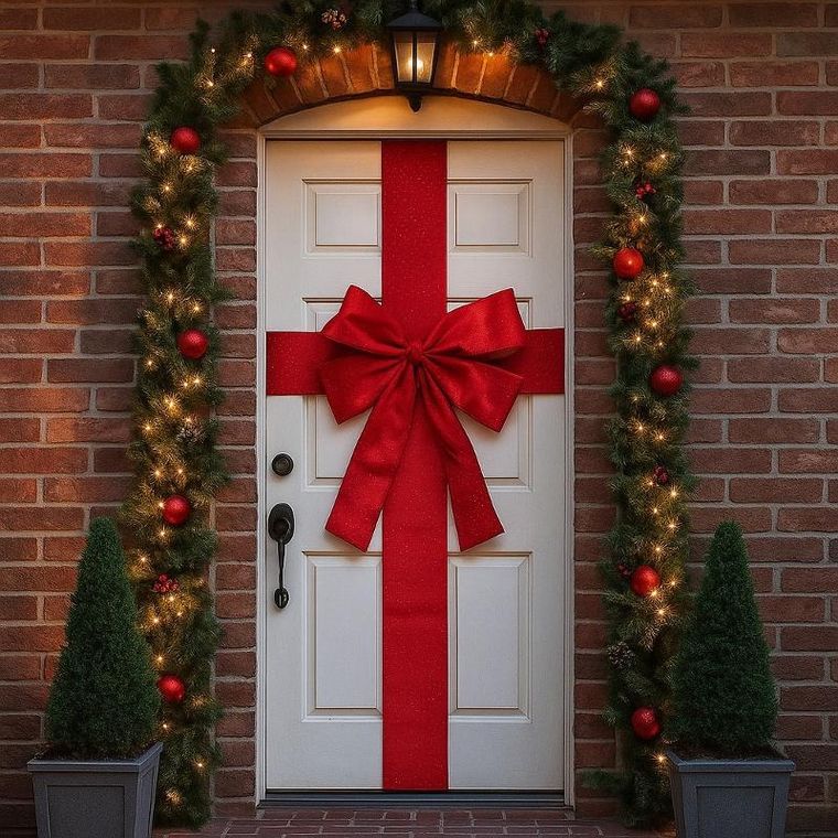 Home Styling Collection, świąteczna dekoracja na drzwi, kokarda, 33-42 cm