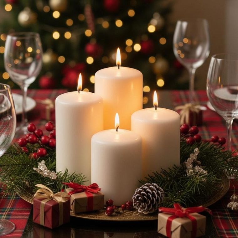 Home Styling Collection, świece bryłowe, białe, bezzapachowe, 4 szt.