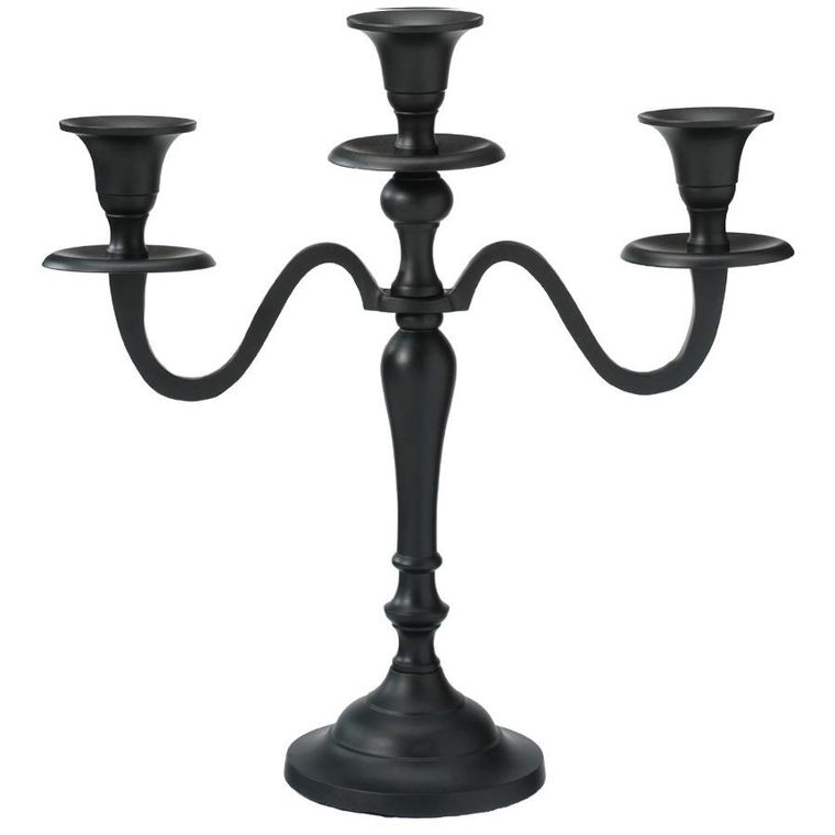 Home Styling Collection, świecznik kandelabr, 3-ramienny, czarny, 30 cm