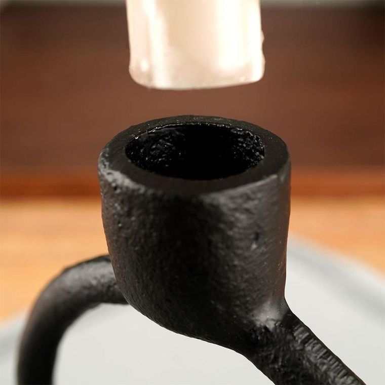 Home Styling Collection, świecznik na długą świeczkę, aluminiowy czarny, 15 cm