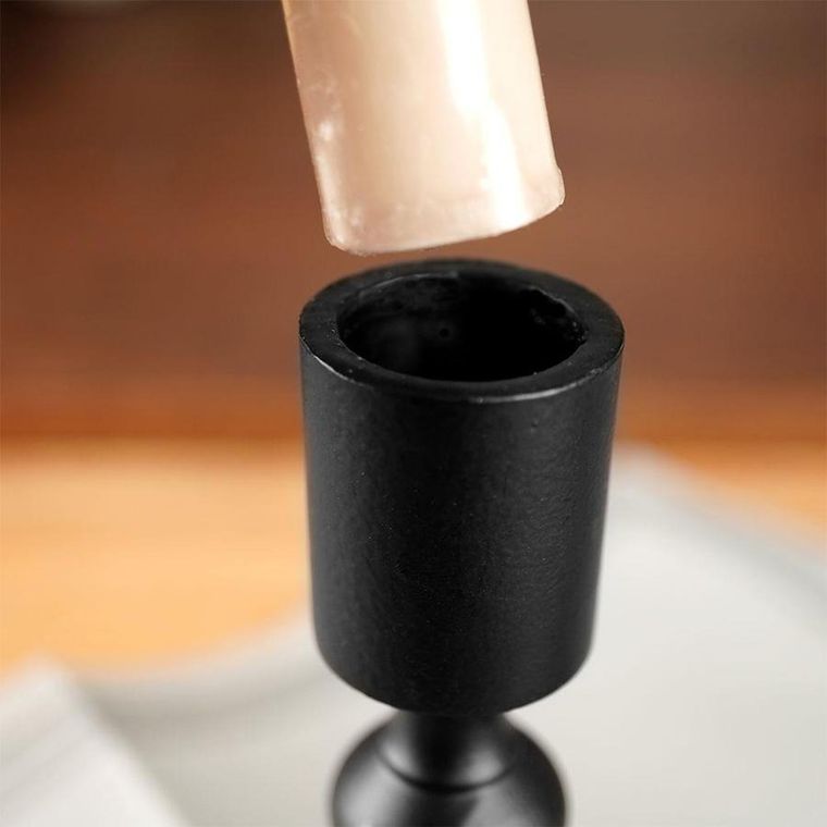 Home Styling Collection, świecznik na długą świeczkę, aluminiowy czarny, 23.5 cm