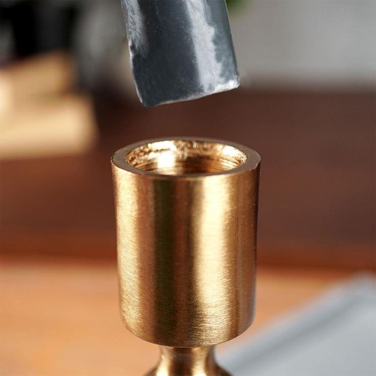 Home Styling Collection, świecznik na długą świeczkę, aluminiowy złoty, 23.5 cm