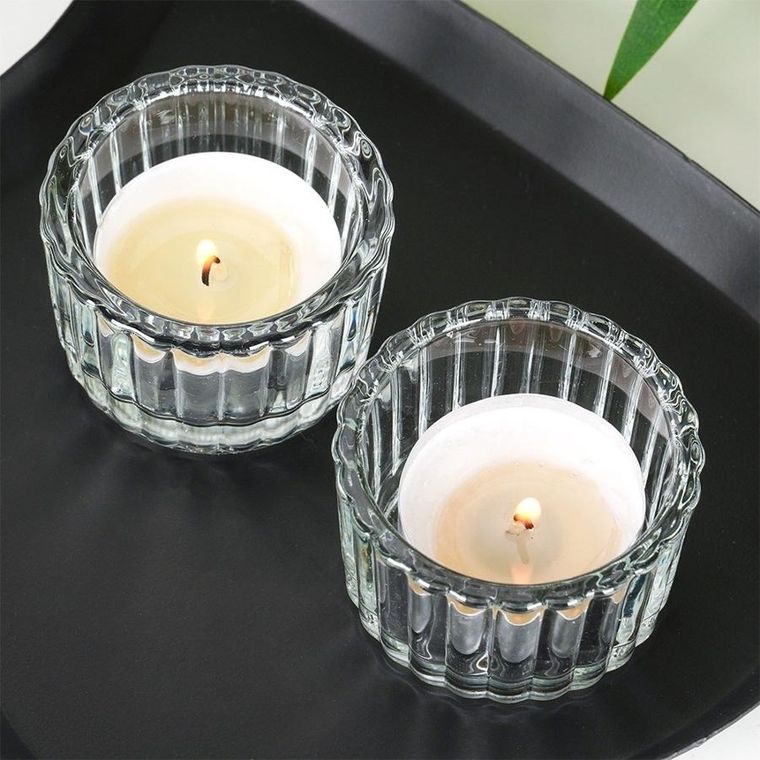 Home Styling Collection, świecznik szklany, na tealight, 5,7 cm, 2 szt.