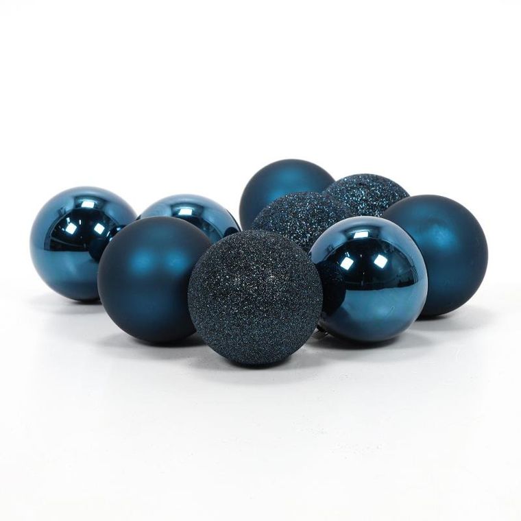 Home Styling Collection, szklane bombki świąteczne, niebieskie, 8 cm, 16 szt.