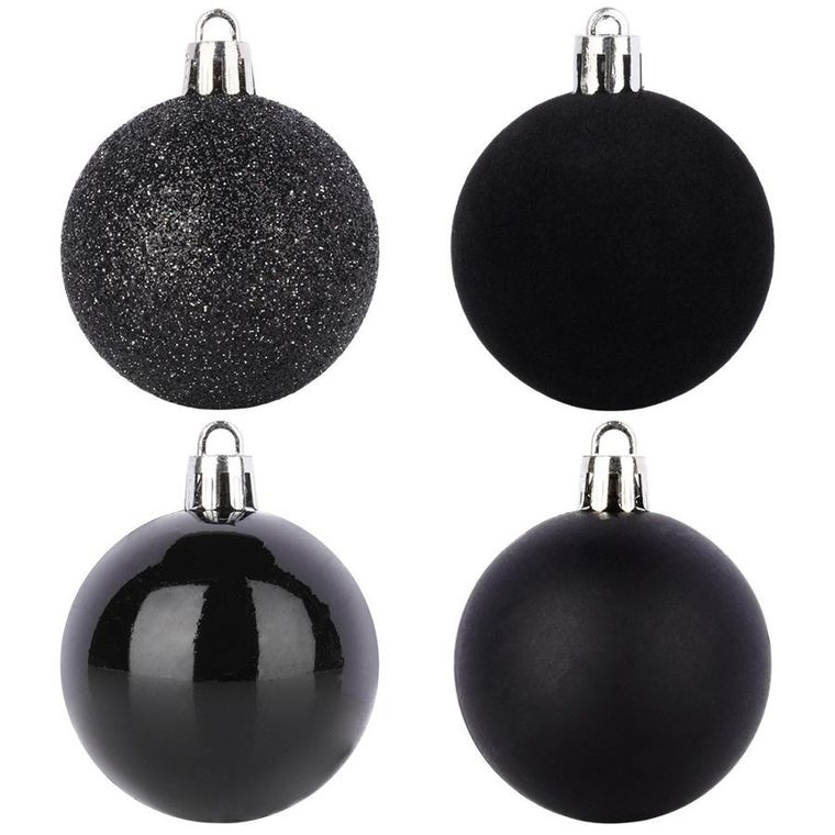 Home Styling Decoration, bombki choinkowe, nietłukące, czarne, 5 cm, 16 szt.