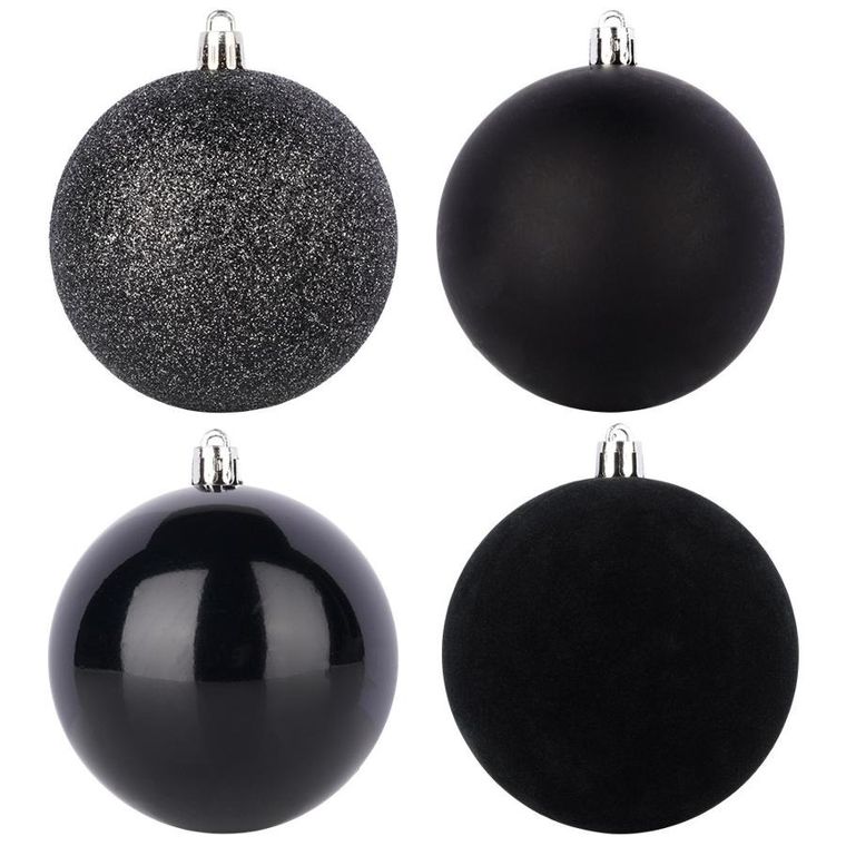 Home Styling Decoration, bombki choinkowe, nietłukące, czarne, 6 cm, 16 szt.