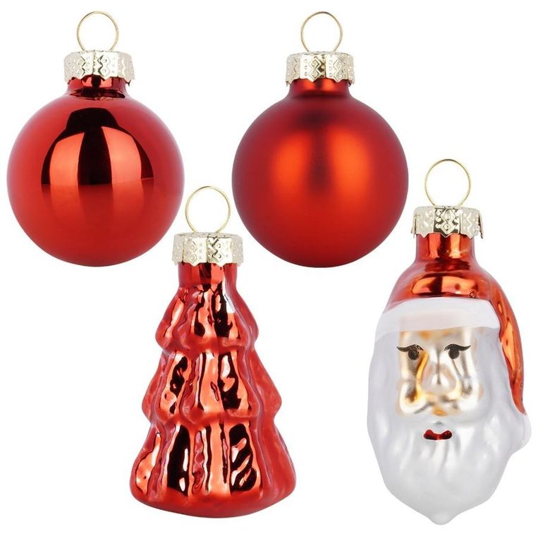 Home Styling Decoration, bombki choinkowe, nietłukące, czerwone, 3/5 cm, 9 szt.