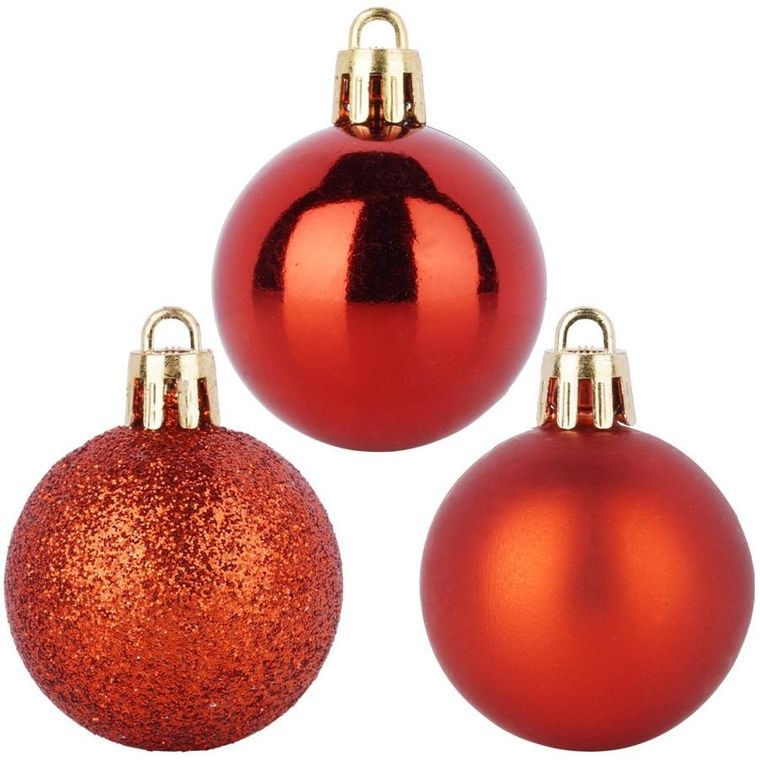Home Styling Decoration, bombki choinkowe, nietłukące, czerwone, 4 cm, 20 szt.