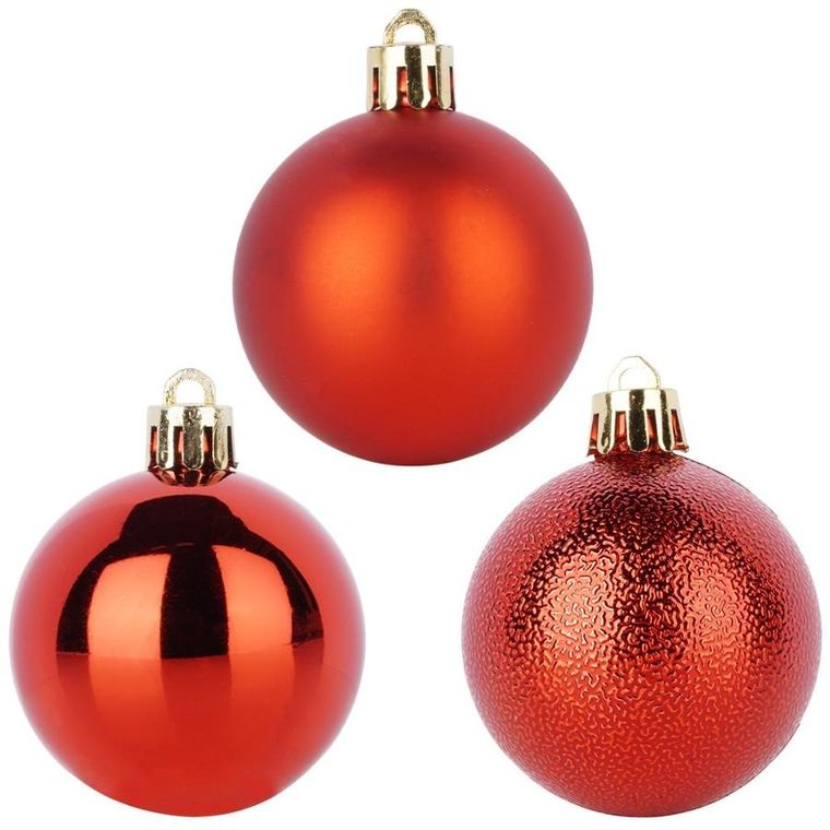 Home Styling Decoration, bombki choinkowe, nietłukące, czerwone, 5 cm, 10 szt.